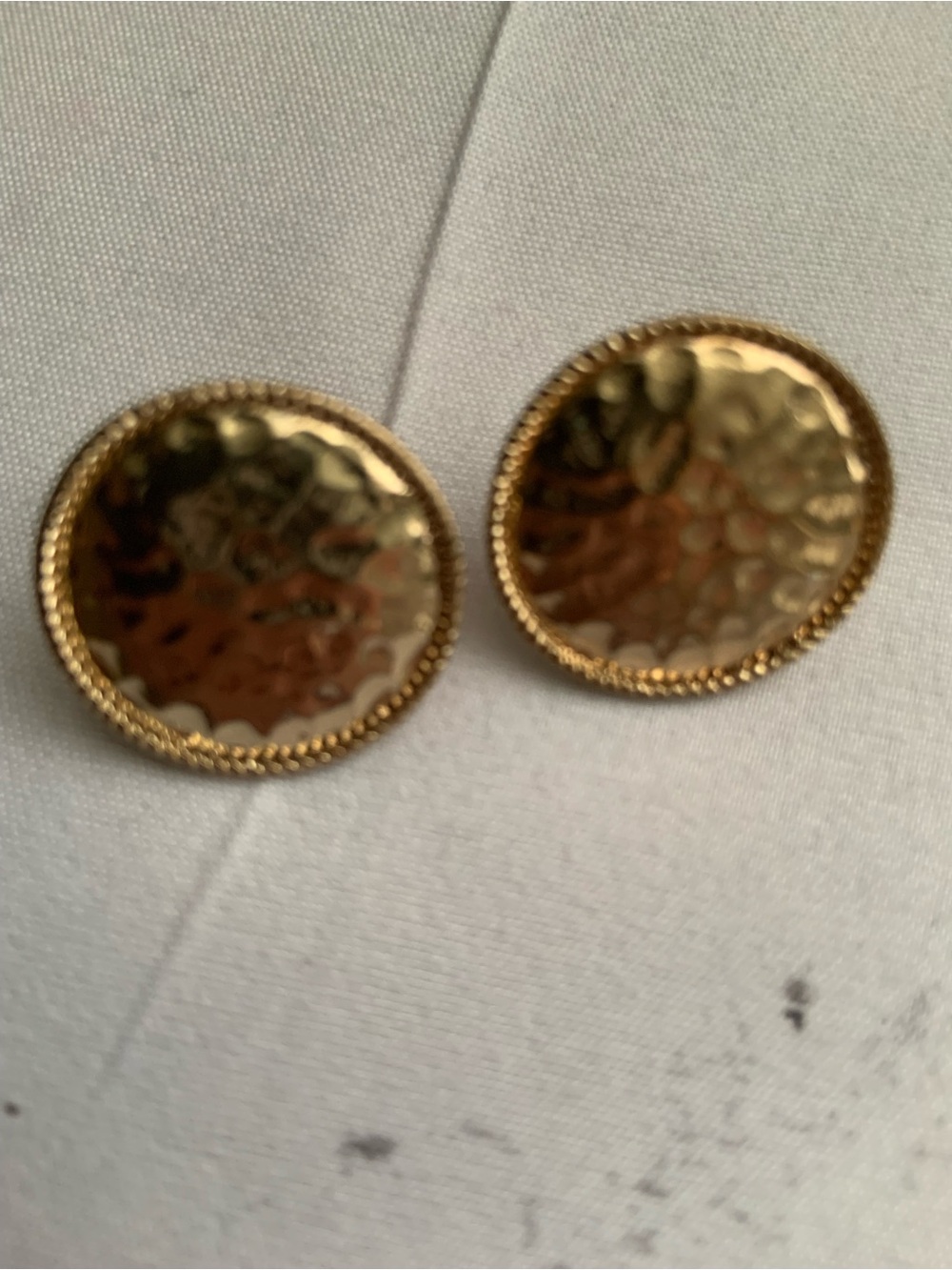 Aldo Gold Hammered Round Button Earrings